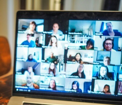 guests on a computer screen for a virtual event.